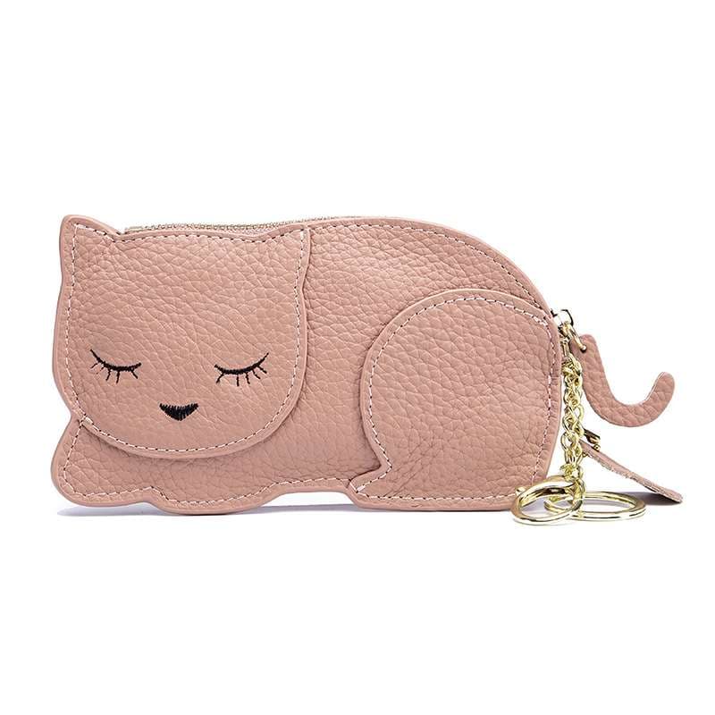  眠る猫のコインケース型キーホルダー
