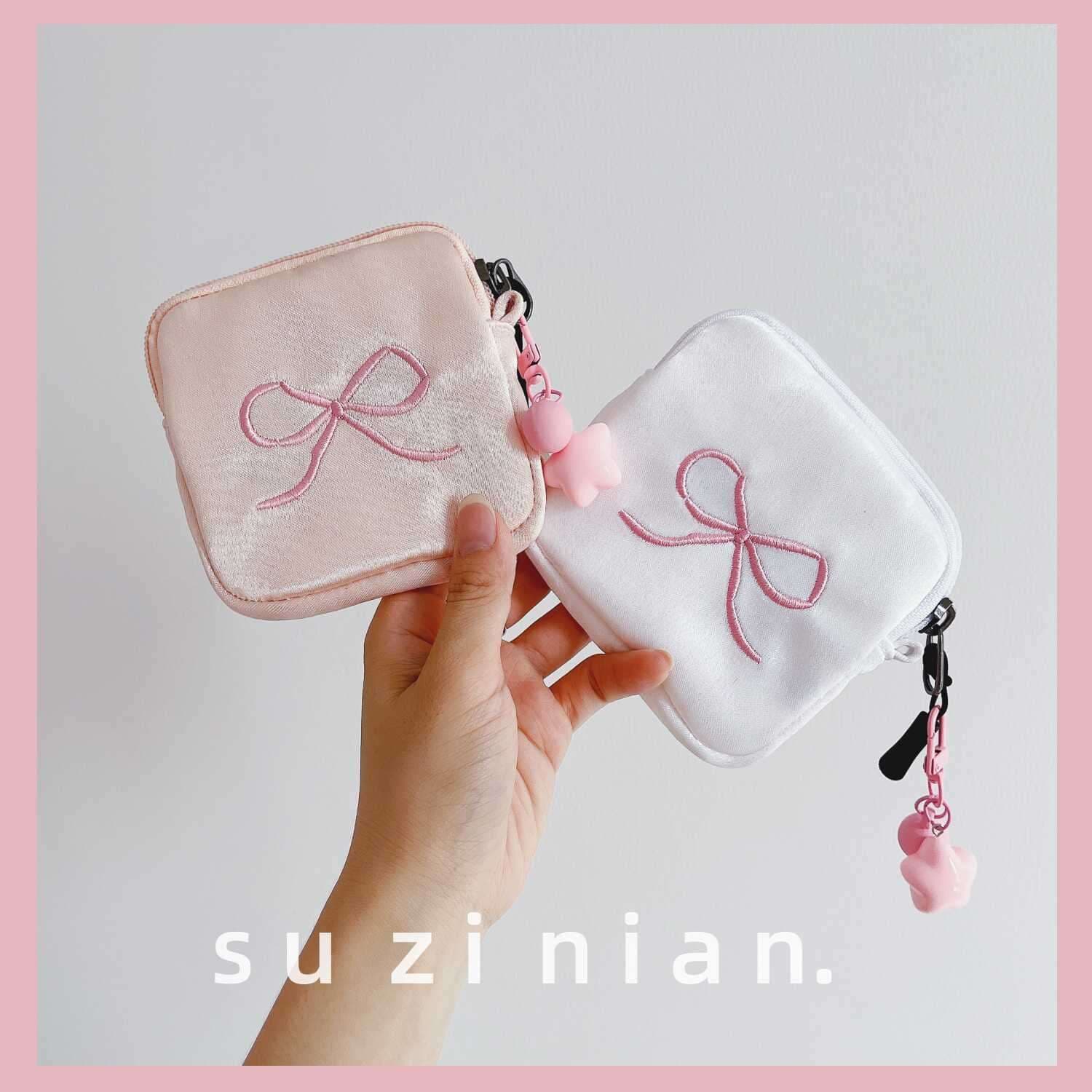 コインケース  リボン刺繍入りミニポーチ