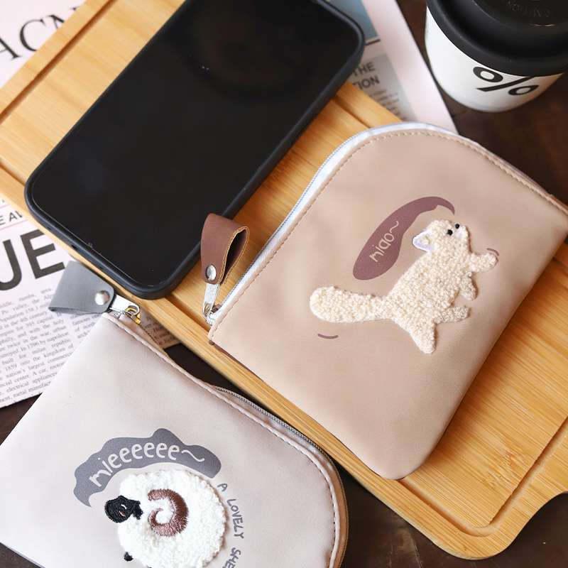 コインケース  もこもこ動物刺繍ポーチ