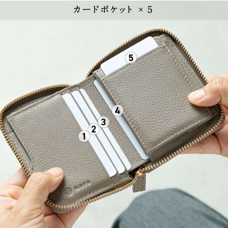 コインケース 本革シュリンクレザー二つ折りファスナー小銭入れ
