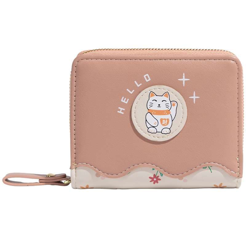 コインケース 招き猫デザイン 花柄 小銭入れ